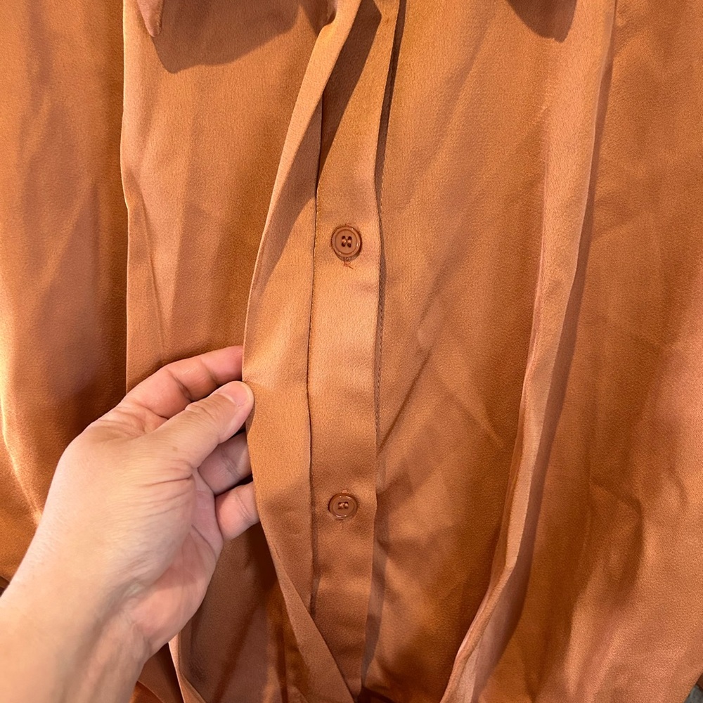 Flying Tomato Satin Blouse - Burnt Orange - Picture 8 of 10